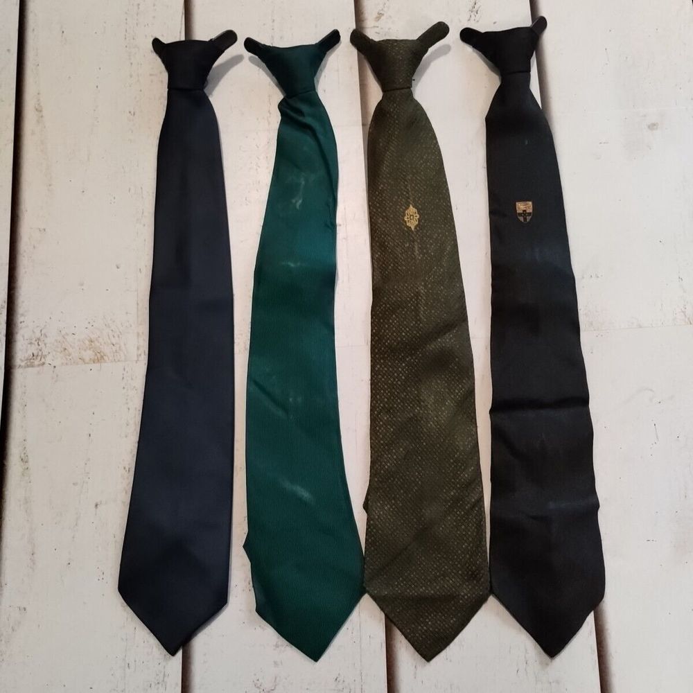 Men's Clip On Necktie Lot Vintage Lot Of 4